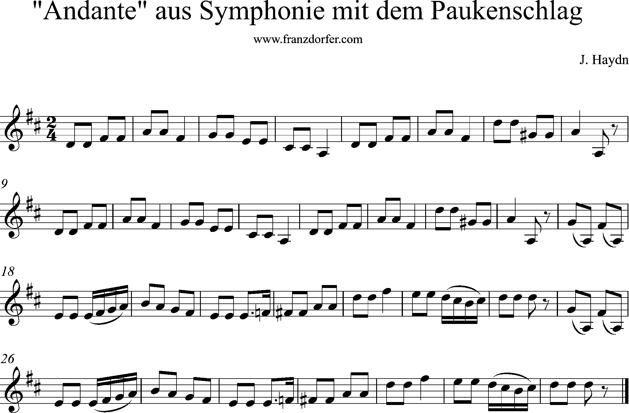 Andante, Sinfonie mit dem Paukenschlag, D-Dur